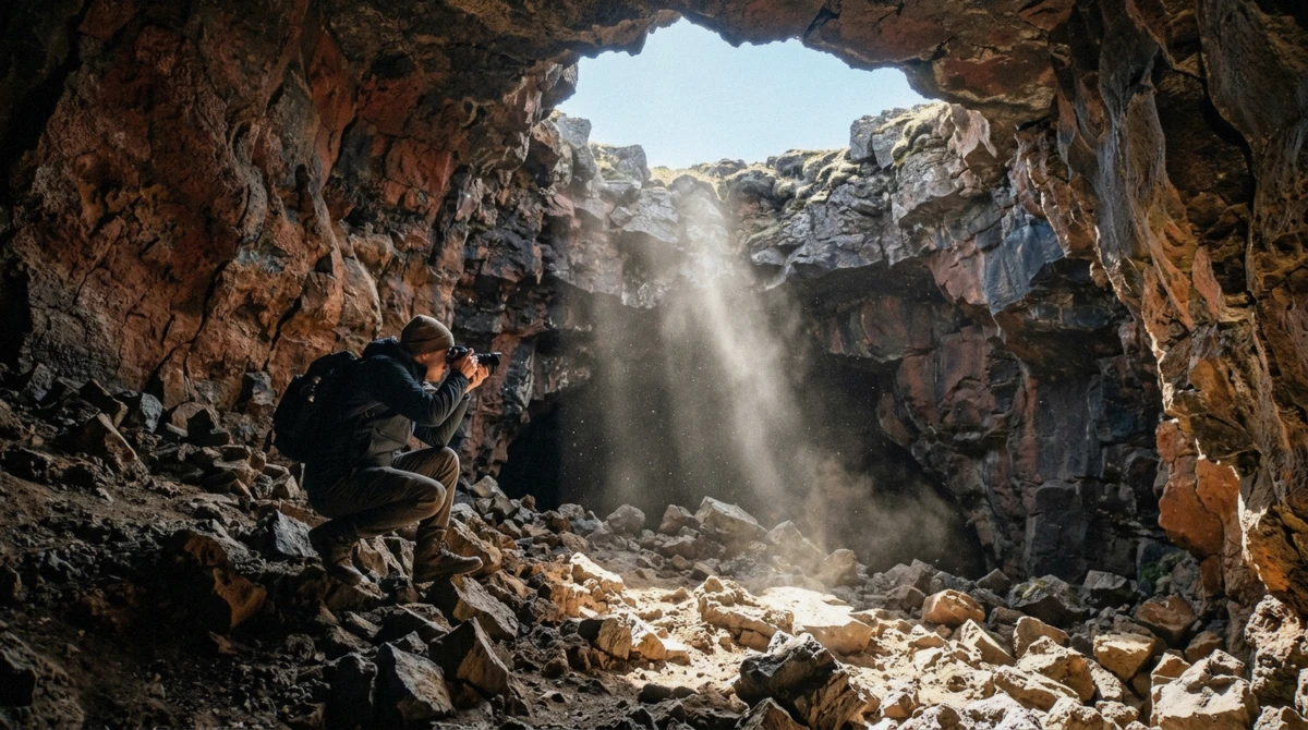 What You See Inside the Raufarhólshellir Lava Tunnel